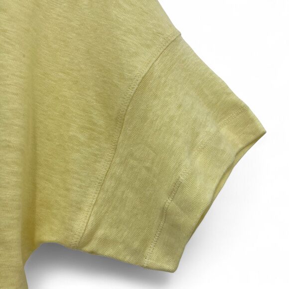 Chico's Yellow Linen Knit Top Size 0 Small Metallic Trim Short Sleeve Tunic Tee - Picture 11 of 13